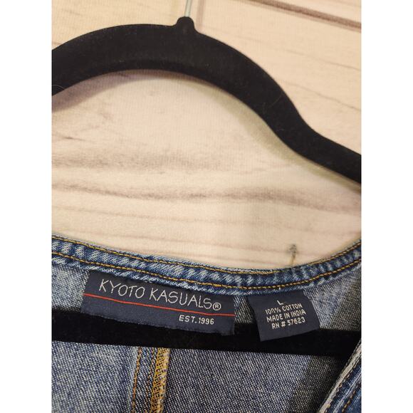 Kyoto Kasuals Women's Blue Colorblock Denim Sleeveless Mini Dress‎ Size Large - Picture 3 of 5